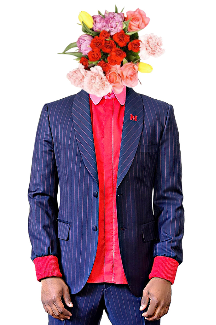 Navy Red Rib Cuff Sport Coat